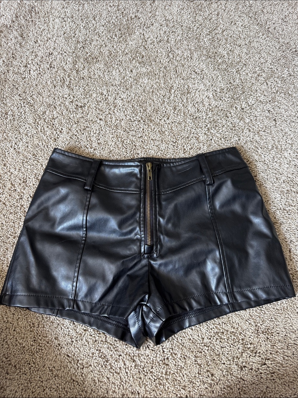 Black Leather Mini Shorts